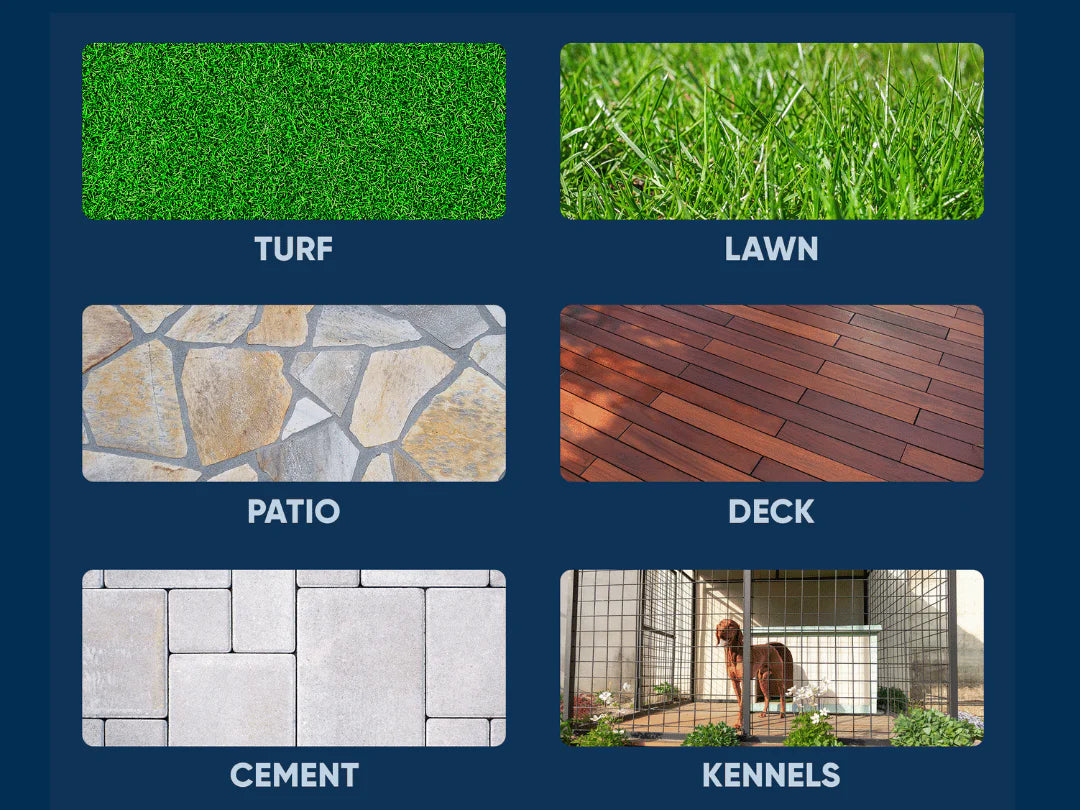 Outdoor surfaces that can receive pet odor treatment